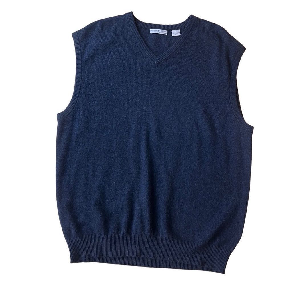 American blue pure cashmere pullover sweater vest color dark blue size XL